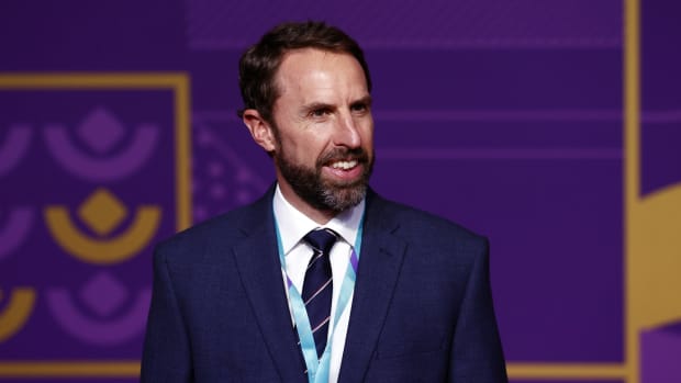 England manager Gareth Southgate pictured at the draw for the 2022 FIFA World Cup in Qatar